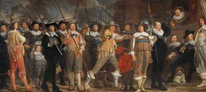 Piirin VIII miliisikomppania kapteeni Roelof Bickerin komennolla Amsterdamin VIII piirin upseerit ja muut kansalaiskaartilaiset kapteeni Roelof Bickerin ja luutnantti Jan Michielsz Blaeuwin johdolla