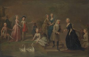 Uvedale Tomkyns Price 1685-1764 ja hänen perheensä jäsenet, mahdollisesti 1730-luvun alussa.