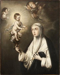 Rose de Lima (Isabel Flores de Oliva) (1586-1617) - Liman pyhä ruusu, kirjoittanut Murillo, Bartolome Esteban, jäljennös . Öljy kankaalle. Mitat: 93 x 76 cm. Tukholman kansallismuseo tekijältä Bartolomé Esteban Murillo