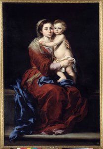 Rukouksen neitsyt. Madonnalla on lapsi. Bartolome Murillon (1618-1682) maalaus tekijältä Bartolomé Esteban Murillo