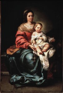 Ruusukon neitsyt - öljy kankaalle, n. 1650 tekijältä Bartolomé Esteban Murillo