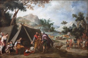 Laban etsii varastettuja kotijumaliaan tekijältä Bartolomé Esteban Murillo
