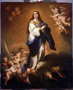 Siunatun Neitsyt Marian taivaaseenastuminen (Esquilache immaculate sicition tai Siunatun Neitsyt Marian taivaaseenastumis). Bartolome Esteban Murillon (1617-1682) maalaus tekijältä Bartolomé Esteban Murillo