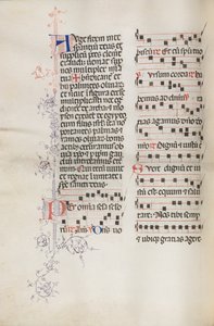 Missale: Fol. 111v, sisältää musiikkia osana palmusunnuntain liturgiaa, 1469. tekijältä Bartolomeo Caporali