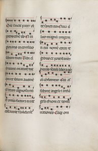 Missale: Fol. 112: sisältää musiikkia osana palmusunnuntain liturgiaa, 1469. tekijältä Bartolomeo Caporali