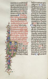 Missale: Fol. 116: Pyhä Matteus enkelin kanssa, 1469. tekijältä Bartolomeo Caporali