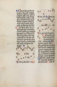 Missale: Fol. 121v: sisältää musiikkia Hely Hely Lamalle jne. St. Mattion Passionissa, 1469. tekijältä Bartolomeo Caporali