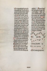 Missale: Fol. 128v: sisältää musiikkia Hely Hely Lamalle jne. St. Mattion Passionissa, 1469. tekijältä Bartolomeo Caporali