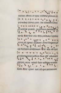 Missale: Fol. 154v: Musiikkia Exultetille, 1469 tekijältä Bartolomeo Caporali