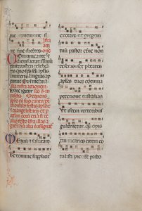 Missale: Fol. 181: Musiikkia erilaisiin tavallisiin rukouksiin, 1469. tekijältä Bartolomeo Caporali