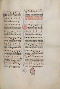 Missale: Fol. 182: Musiikkia erilaisiin tavallisiin rukouksiin, 1469. tekijältä Bartolomeo Caporali