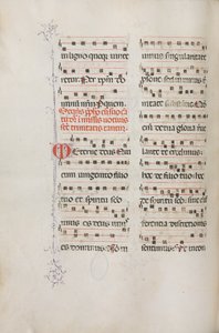 Missale: Fol. 182v: Musiikkia erilaisiin tavallisiin rukouksiin, 1469. tekijältä Bartolomeo Caporali