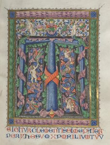 Missale: Fol. 186: Koristeltu alkukirjain T[e igitur] koko sivu, 1469.