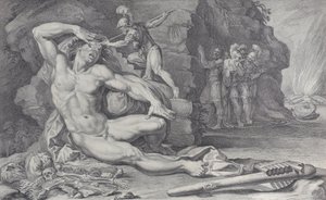 Levy 6: Ulysses lyö polttavan paalun Polyphemuksen silmään, 1756