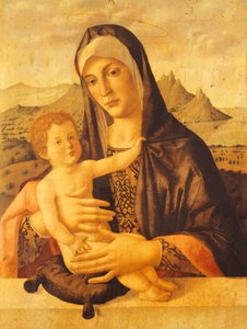 Madonna ja lapsi istumassa, kirjoittanut Bartolomeo Montagna (noin 1450-1523) tekijältä Bartolomeo Montagna