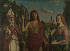 Pyhä Zeno, Pyhä Johannes Kastaja ja naismarttyyri, n. 1495 tekijältä Bartolomeo Montagna
