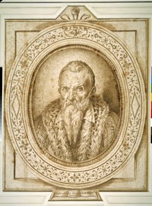 Omakuva vanhuudessa, simuloitu kehystys (kynä ja ruskea muste paperille) tekijältä Bartolomeo Passarotti