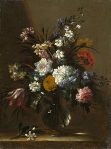 Maljakko kukkia pöydällä, n. 1660-1670