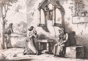 Tytär rukoilee Madonnaa sairaan äitinsä puolesta, Bartolomeo Pinellin (Rooma tekijältä Bartolomeo Pinelli