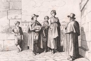 Sokea mies laulaa ja soittaa, Bartolomeo Pinellin etsaus (Rooma tekijältä Bartolomeo Pinelli