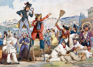 Karnevaali Roomassa, kirjoittanut Bartolomeo Pinelli (1781-1835), Italia