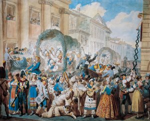 Ritarillinen kohtaus San Carlo al Corsossa Roomassa, Bartolomeo Pinelli (1781-1835) tekijältä Bartolomeo Pinelli