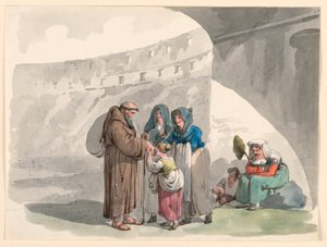 Piirros, erakon tervehdys, 1807-08 tekijältä Bartolomeo Pinelli
