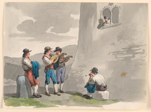 Piirros, Serenadi, 1807-08 tekijältä Bartolomeo Pinelli