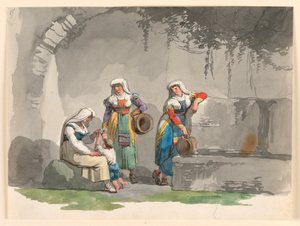 Piirros, Kolme eteläitalialaista naista, 1807-08 tekijältä Bartolomeo Pinelli