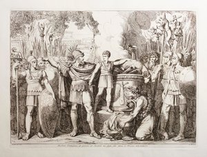 Hamilcar Barca pakottaa poikansa Hannibalin vannomaan ikuista vihaa roomalaisia kohtaan tekijältä Bartolomeo Pinelli