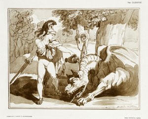 Jason laittaa Golden Fleeceä vartioivan lohikäärmeen uneen tekijältä Bartolomeo Pinelli