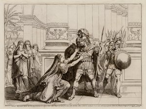 Massinissa päättää tehdä Sophonisbasta viisaan vaimon eikä roomalaisten hihasta (etsaus). tekijältä Bartolomeo Pinelli