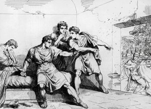 Neron kuolema, keisarien historiasta alkaen Ottaviosta, kaiverrus Bartolomeo Pinelli (1781-1835), Rooma tekijältä Bartolomeo Pinelli