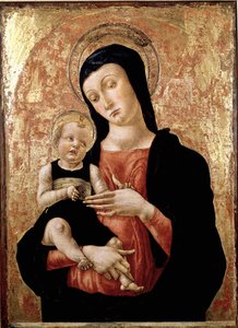 Neitsyt lapsen kanssa Bartolomeo Vivarinin maalaus (n. 1432-1491 jälkeen) 1400-luvun Venetsian museo Correr