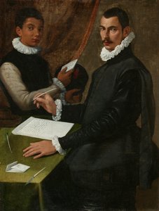 Tuntemattoman miehen ja hänen palvelijansa muotokuva tekijältä Bartolommeo (attr. to) Passerotti