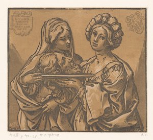 Herodias ja Salome Johannes Kastajan pään kanssa tekijältä Bartolommeo Coriolano