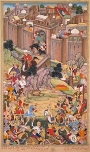 Arbelan piiritys Hulagu Khanin aikakaudella, sivu Rashid al-Dinin (persialainen, 1247–1318) Jami al-tavarikhista (Kroniikan kokoelma) Chingiz-namasta (Tšingiz Khanin kirja) tekijältä Basavana