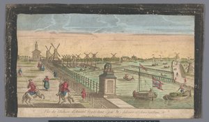 Gezicht op de Hogesluis naar de Buiten-Amstel, de Amsteldijk en de molens aan de Zaagmolensloot te Amsterdam Vue de l