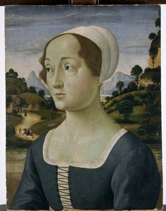 Parikymppisen naisen muotokuva (tempera poppelipuulla)