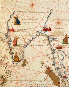 Intian valtameri ja osa Aasiaa ja Afrikkaa: Intian niemimaa, Atlas of the World 33 kartasta, kirjoittaja Battista Agnese