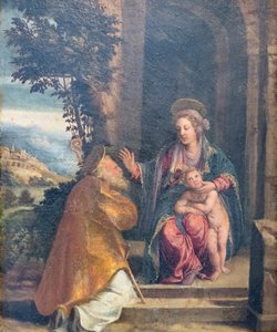 ਬੱਚੇ ਅਤੇ ਬਿਸ਼ਪਫਿਨਿਸ਼ ਨਾਲ ਕੁਆਰੀ tekijältä Battista & Dossi Dosso (c.1486 1542) Dossi