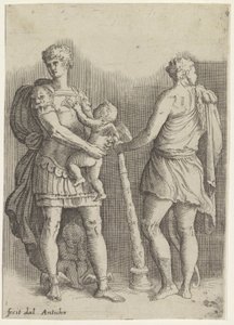 Perseus kahdella putilla ja Herkules, takaa katsottuna
