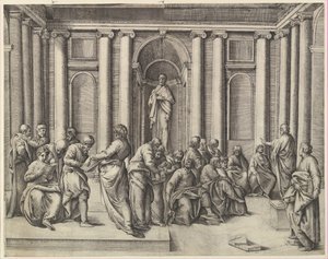 Kristus lääkäreiden joukossa, n. 1540-45. tekijältä Battista Franco Veneziano