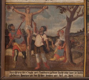 Maarke. Kappeli (Sint-Vincentiuskapel). sisätilat. Maalaus. Saint Vincentin marttyyri. 1800-luvulla. Yksityiskohta. tekijältä Belgian School