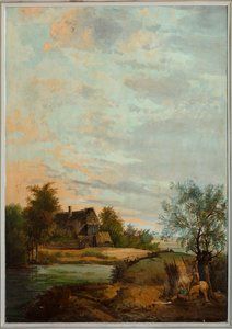Toinen takahuone takana, kokoushuone, seinämaalauksia maalaiskohtauksilla klassiseen tyyliin, luultavasti vuodelta 1810, kohtaus 7 tekijältä Belgian School