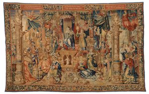 Tapestry, Faith Welcoming the Heroes of Antiikin, valmistettu Brysselissä, Belgiassa tekijältä Belgian School