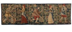 Kuvakudosfragmentti, joka kuvaa Vintagereita, mahdollisesti Tournaista, n. 1460-1470 (villa) tekijältä Belgian School