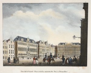 Näkymä Grand Placelle ja Maison du Roille, Brysselissä, n. 1895 (valokuva) tekijältä Belgian School
