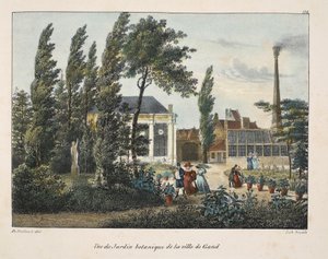Näkymä Gentin kaupungin kasvitieteelliseen puutarhaan, n. 1895 (valokuva) tekijältä Belgian School