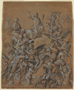 Piirros, Kristus kirkkaudessa enkelien kanssa, n. 1630.